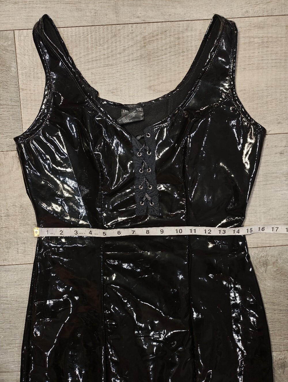Y2K Leg Avenue Glossy Vinyl Lace Up Mini Dress. - Picture 8 of 12
